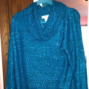blue sequin sweater